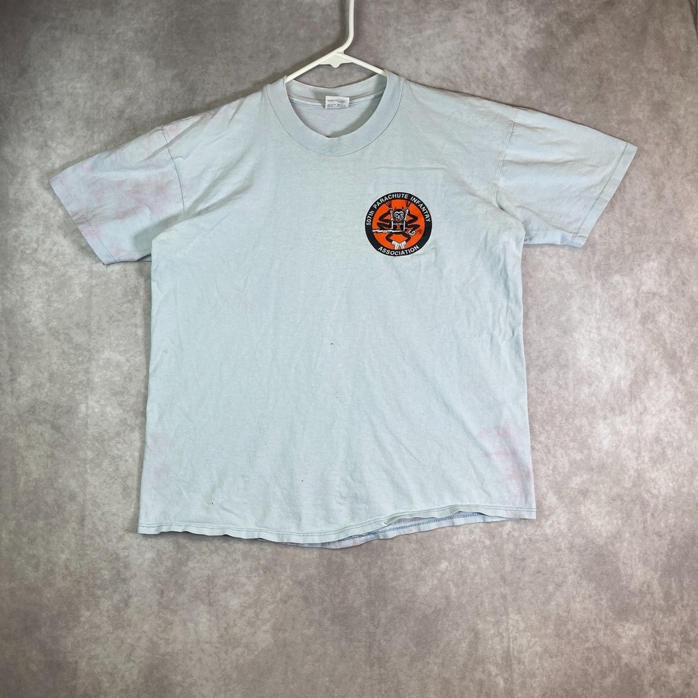 VINTAGE 507th Parachute Infantry Shirt Adult Large Blue Military 90s USA Made